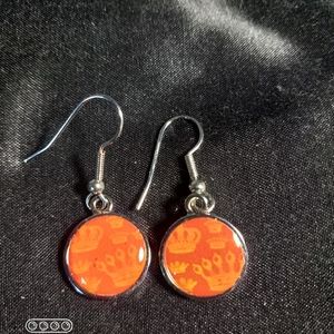 Lucy Lu Designs Orange Crown Earrings